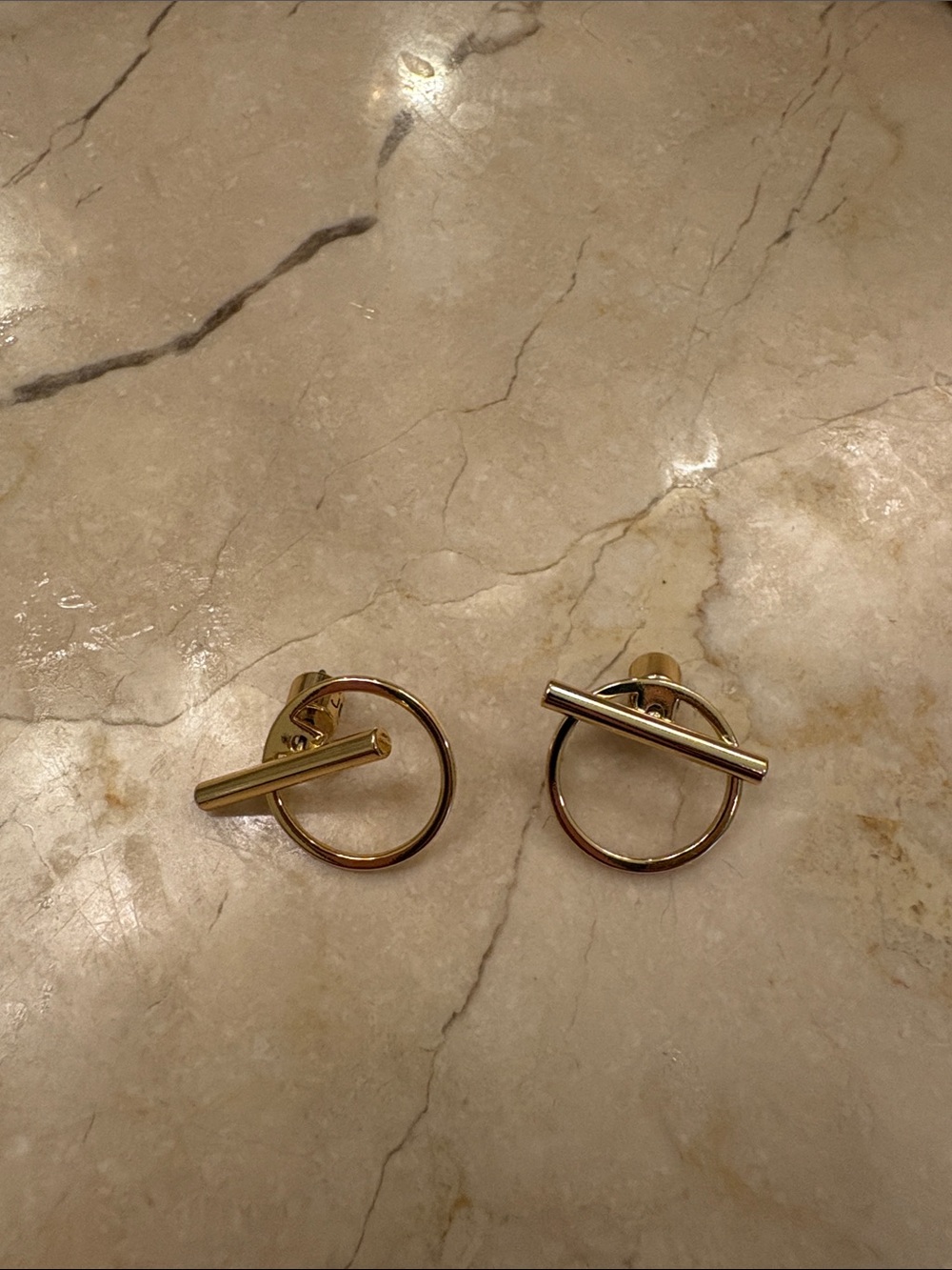 Jenny Bird Gold Circle & Bar Stud Earrings-Small